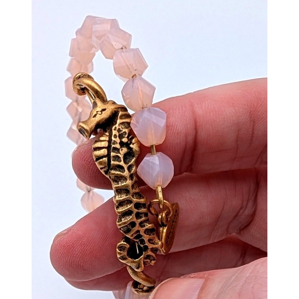 Alex and‎ Ani Vintage Sixty-Six Seahorse Wrap Bracelet Pink Beads Gold Tone